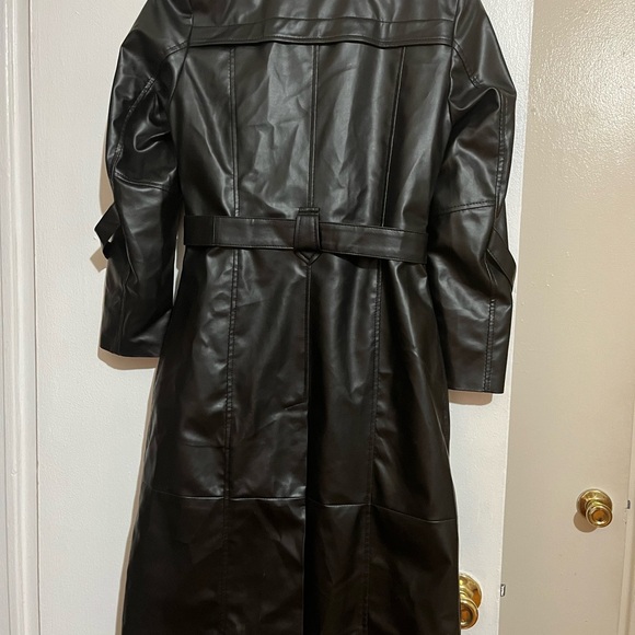 “Real Leather” Long Black Pu Leather Jacket For Women - Picture 3 of 3